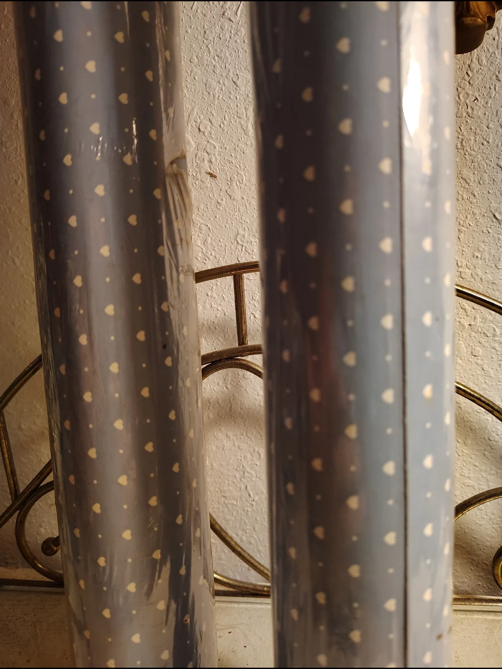 Vintage Blue Heart Pattern Wrapping Paper Roll - Set of 2